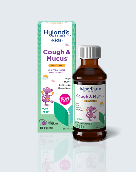 Front of Hyland's Cough & Mucus Daytime packaging